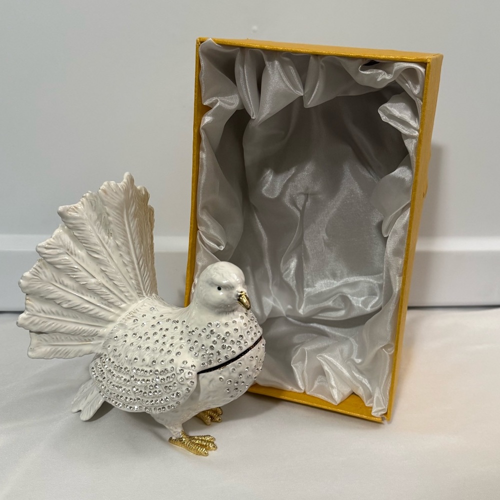 Large Jeweled Dove Trinket Box